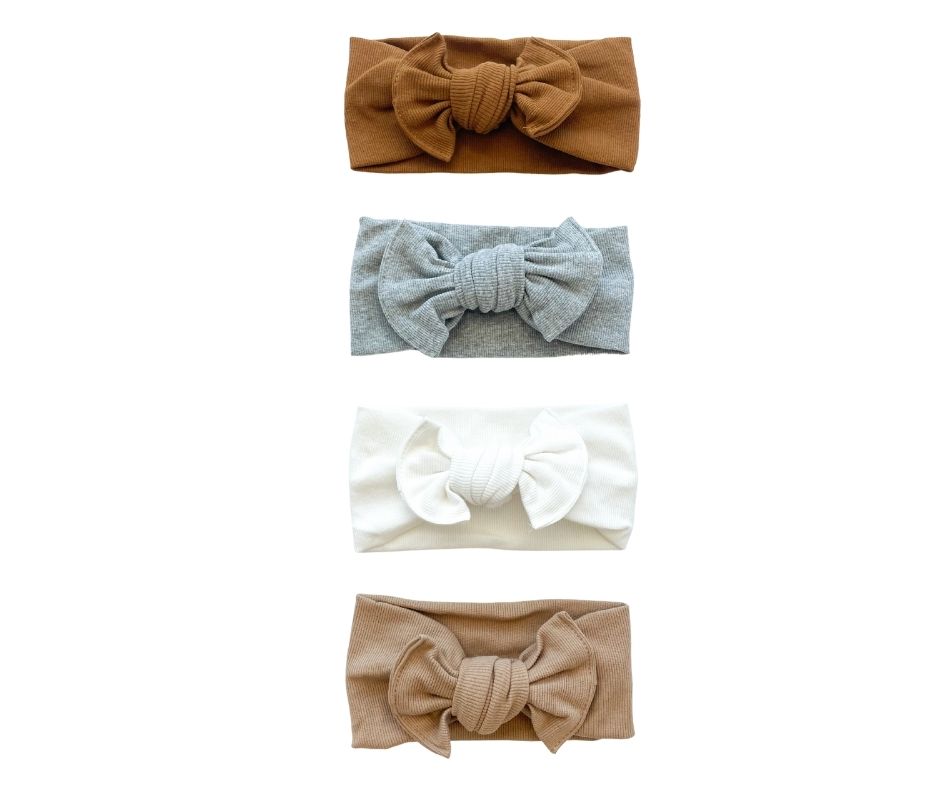 Cotton Headband with Bow 4 Pack